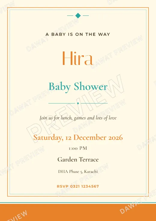 Sunshine Yellow Modern Minimal Baby Shower Card template preview