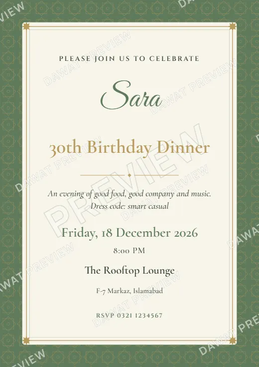 Sage and Cream Geometric Star Birthday Invitation template preview
