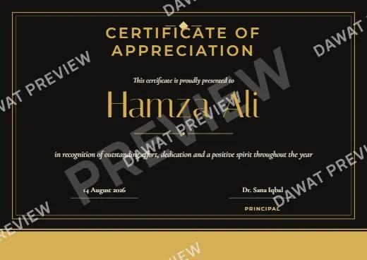 Black and Gold Modern Minimal Certificate template preview