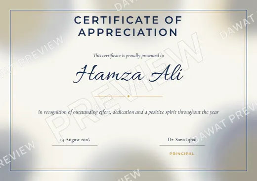 Navy and Gold Watercolor Wash Certificate template preview