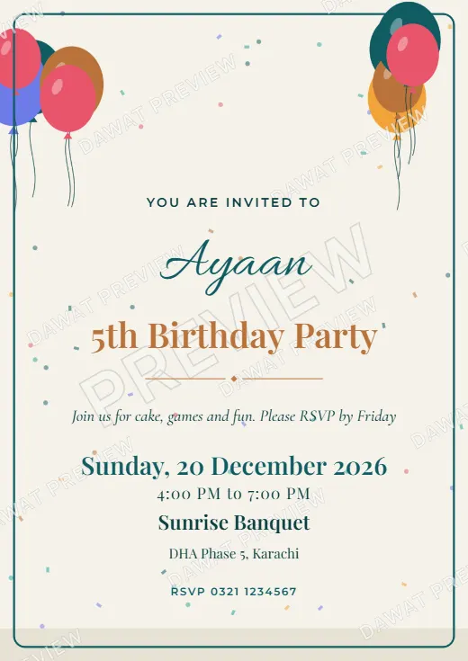Kids Birthday Invitation design preview