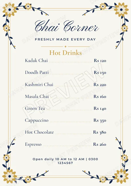 Menu Card design preview