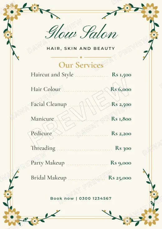 Price List design preview