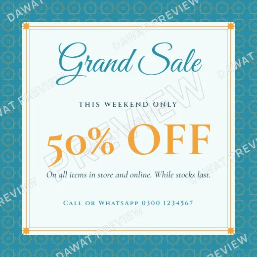 Sky and Mint Geometric Star Sale Poster template preview
